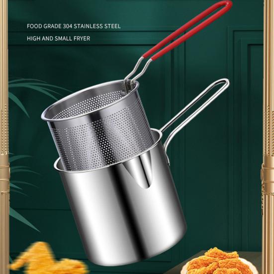Stainless Steel Deep Fryer with Filter Basket Extended Handle Mini Fryer for Efficient Cooking Multifunctional Oil