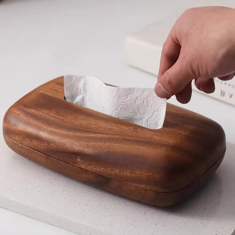 Walnut Wood Tissue Box Solid Wood Tissue Drawer Home Desktop Storage Container Napkin Holder Paper Towel Holder Home Decoraction
