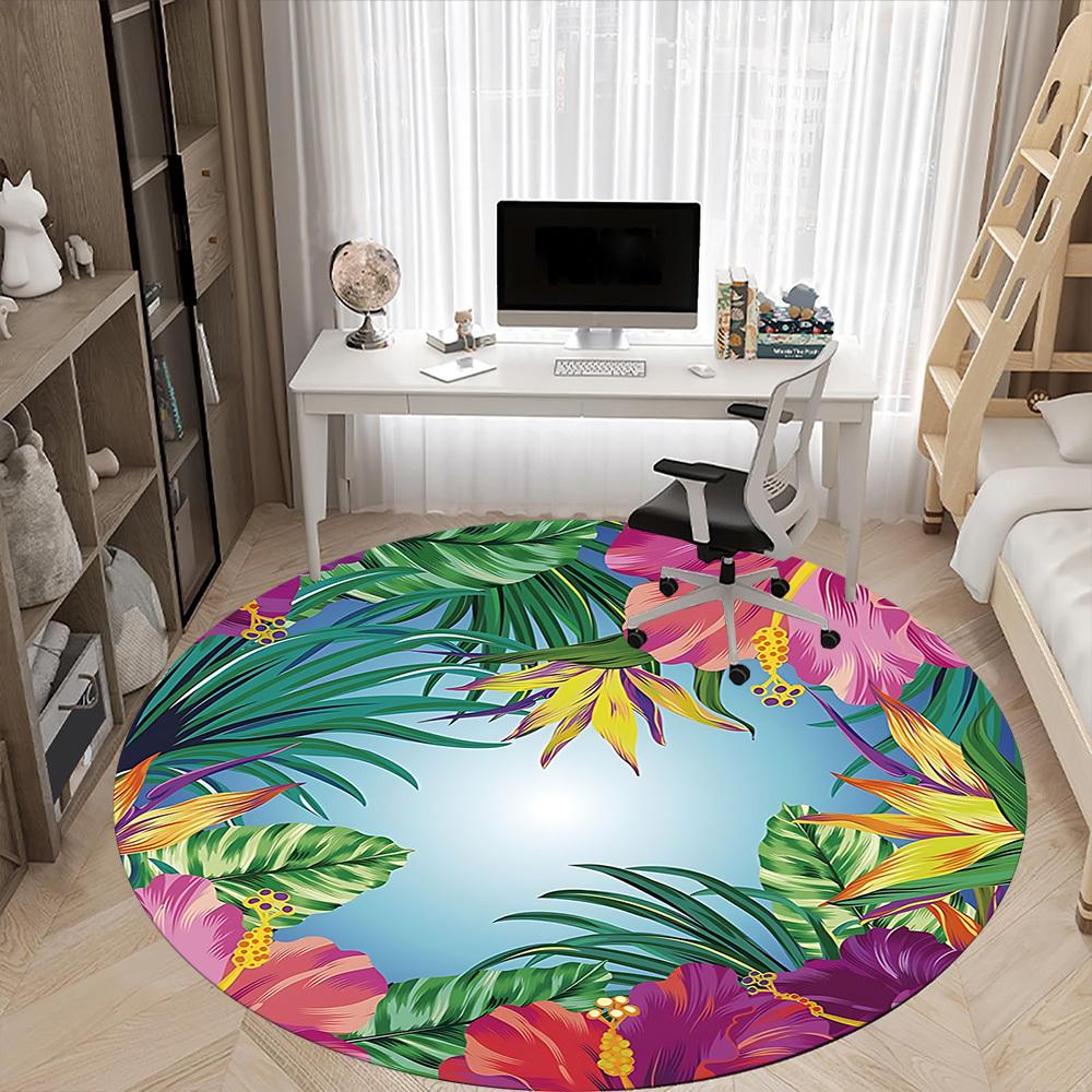 1PC Tropical Flowers Chair Carpet for Office Non-Slip, Lightweight, Machine Washable Rug for Office, Sleeping, Room - Holiday DecorPolyester