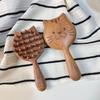 Sandalwood Cartoon Kitten Tiger Head Massage Comb - Coarse-Tooth Meridian Comb for Household Use