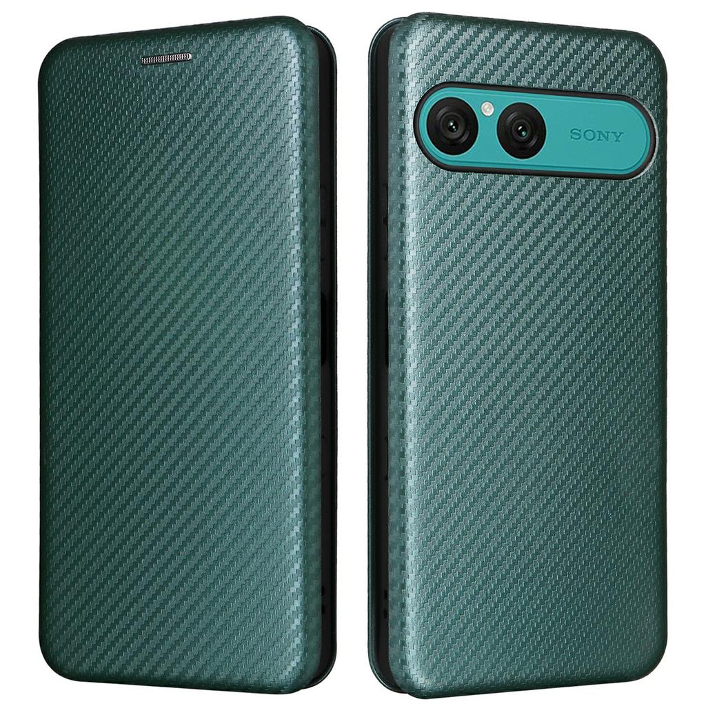 For Sony Xperia 10 VII Case Carbon Fiber Texture Drop-Proof PU Leather Phone Cover