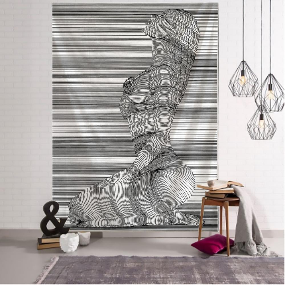 Kreatives Linienzeichnung Wandbehang Boho Dekor Hippie Kuss Psychedelisch Abstrakt