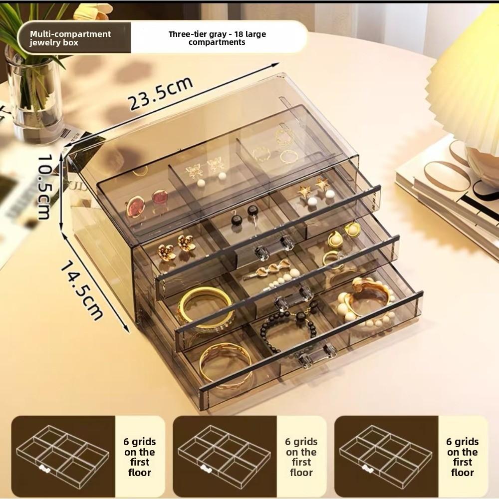 Jewelry storage box Large capacity earrings Earrings Necklace Earrings Bracelet Jewelry box Exquisite beaded finishing box Transparent