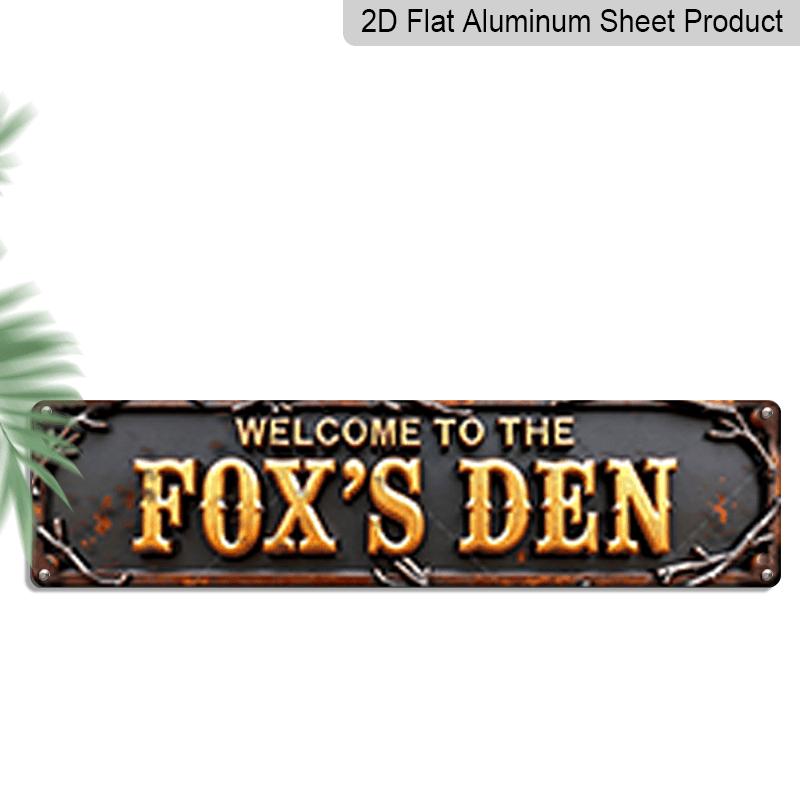

Welcome To The Fox s Den Metal Sign - Rustic Vintage Farmhouse Aluminum Decorative Sign with Fox & Foliage Design, Durable Aluminum Outdoor/ Hanging 40cm x 10cm
