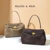 Kelly Bag, High-end Frosted Suede Flap Handbag, Large Capacity Commuting Versatile Single Shoulder Crossbody Bag