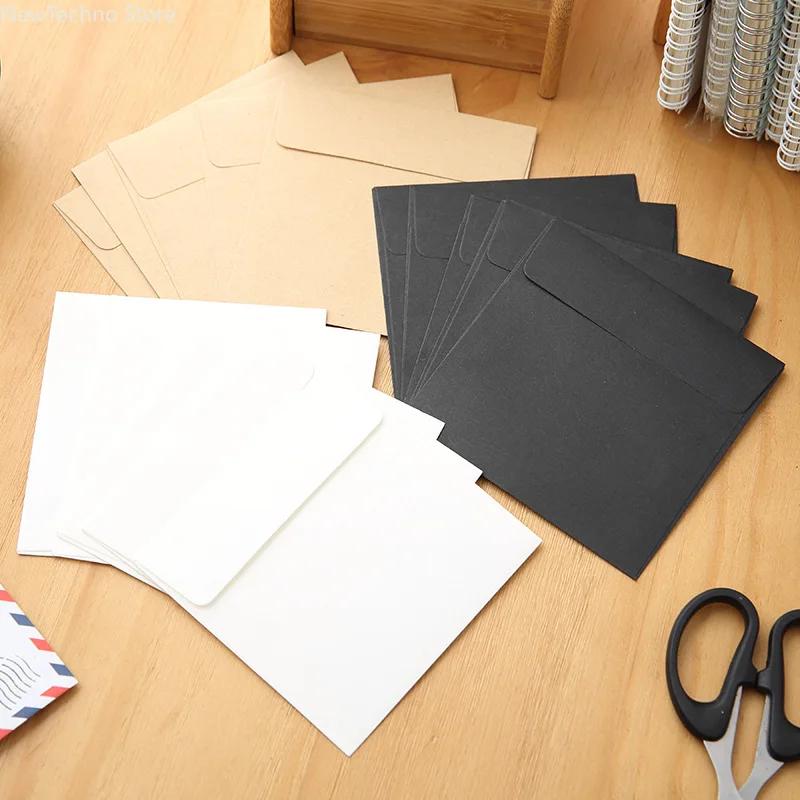 10 Stück quadratische Mini-Blanko-Umschläge aus Kraftpapier in Bonbonfarbe für Mitgliedskarten, kleine Aufbewahrungspapierumschläge für Grußkarten, 10 x 10 cm