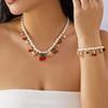 Collier Élégant avec Breloque Cœur Collier Ras-du-cou Doux Perle Nouveau Collier Cerise Fruit Bijoux Femme