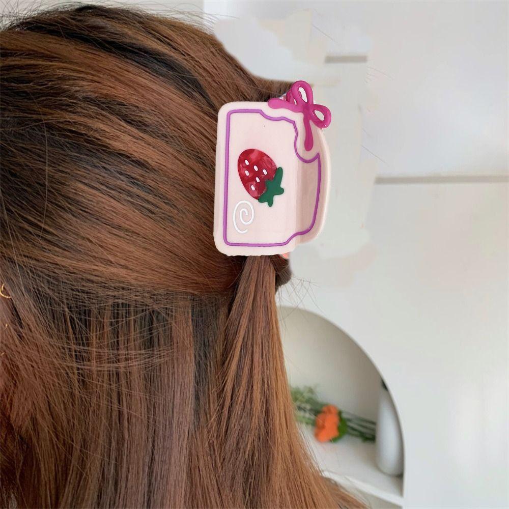 Sweet Cartoon Hair Claw Cute Acetic Acid Shark Clip Kawaii Strawberry Grab Clamps  Travel