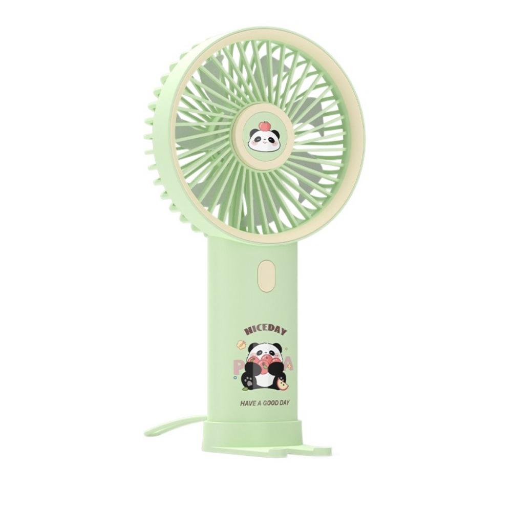 Green Cartoon Panda Fan Creative Cartoon Handheld Fan Simple Mini Electronic Fan  Camping