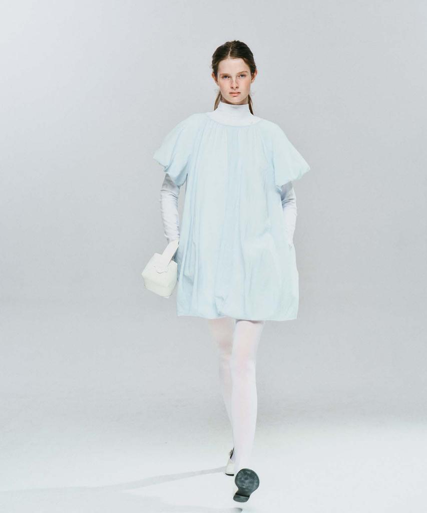 Koseumoseu Volume Mini Dress (Washed Sky)