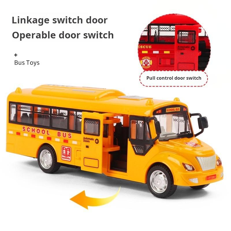 1/30 Scale Inertia Sliding Campus Bus Car Model Simulation Sound and Light Music Educational Toy Bus Car Toy Children's Birthday Gift