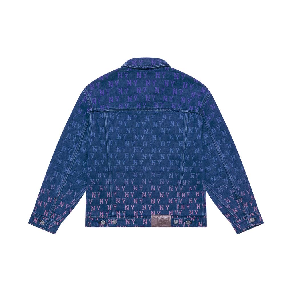 New MLB New York Yankees Jacquard Dia Monogram 24FW Denim Jacket Unisex Indigo 3ADKM0144-50INS
