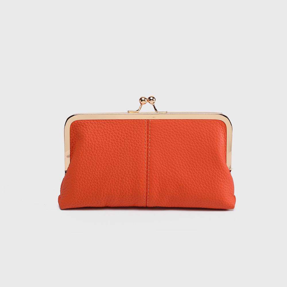 

Retro Genuine Leather Clasp Wallet: Large Capacity & Multifunctional оранжевый