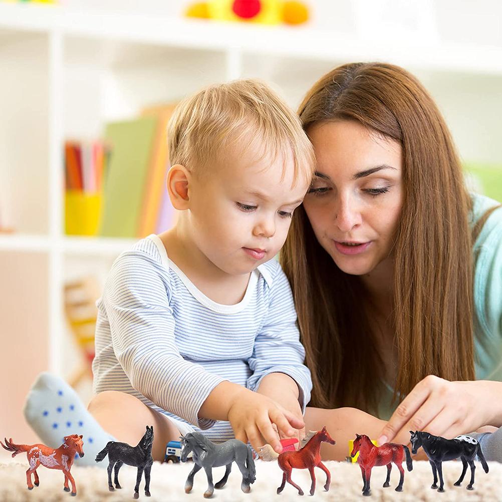 12PCS Mini Action Figures Horse Toy Model Simulation PVC Miniature Horse Animals Toy Playset