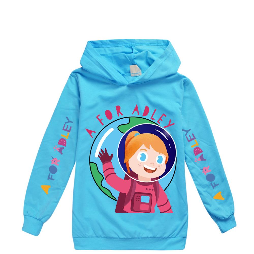 A for Adley Cartoon Casual Fashion Hooded Sweatshirt for Boys and Girls in Autumn and Winter, Warm Sports Hoodie