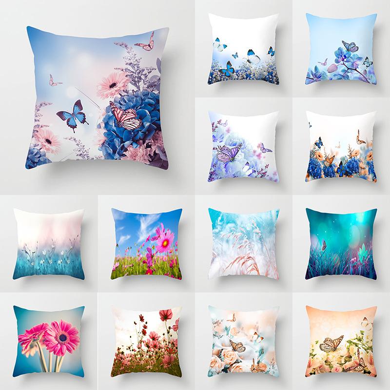 

New Butterfly Flower Series Pillowcase Home Sofa Decoration Pillow Cushion Cover Wedding 45X45cm