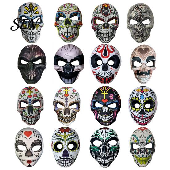 Scary Skeleton Face Masque Day of The Dead Skull Masque, Halloween Sugar Full Festival Costume Supplies Masquerade Party Accessory for Cosplay,