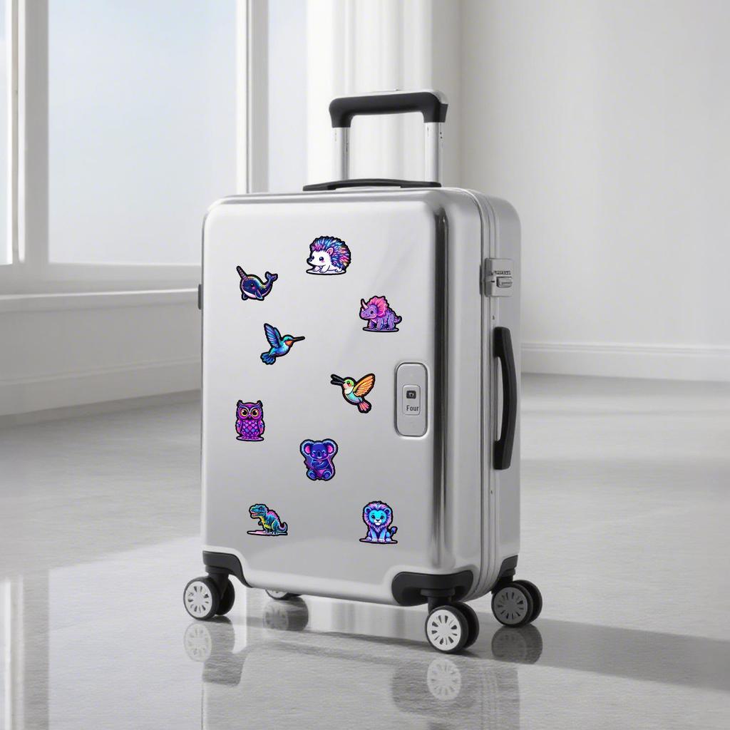 50 Neon Graffiti Animal Stickers: Waterproof Decals for Water Bottles, Phones, Laptops, and Suitcases