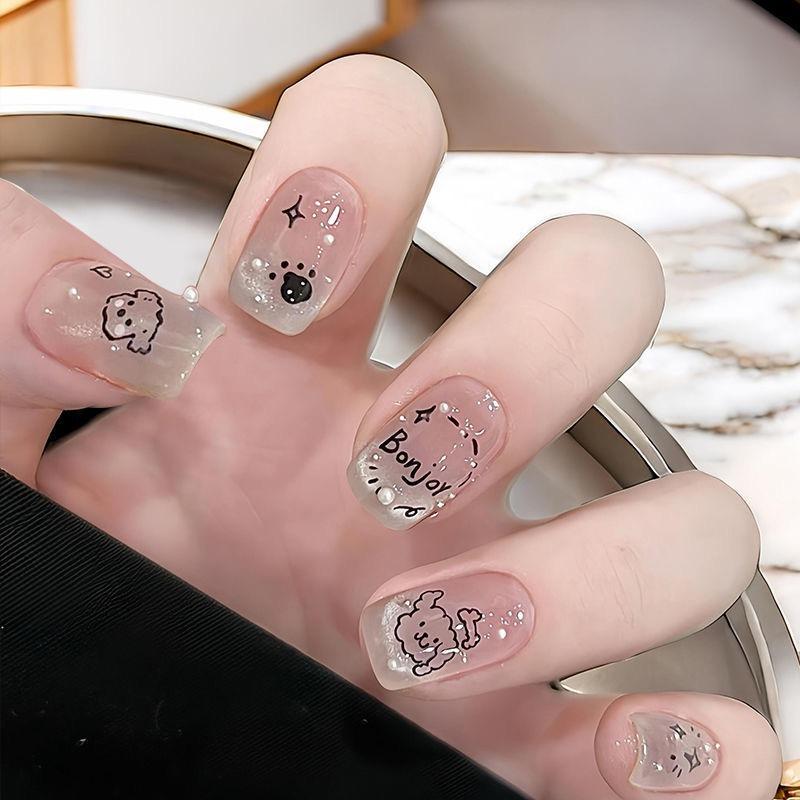High quality new hand-worn armour golden autumn color French cat's eye high-grade temperament white wearing armour detachable nail piece nail art tool