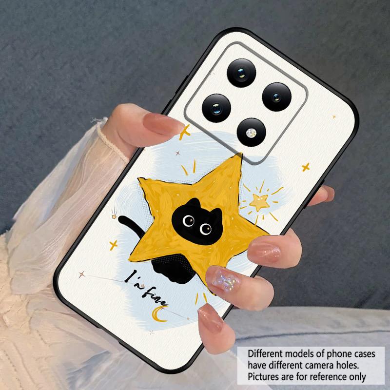 Cartoon Moon Cat For Xiaomi Poco X7 M7 Pro 5G M5 X4Pro M4 M6 4G C65 C75 F6 F5 X6 X5 X7 X5 F7 Ultra M5S M4Pro 5G soft phone case