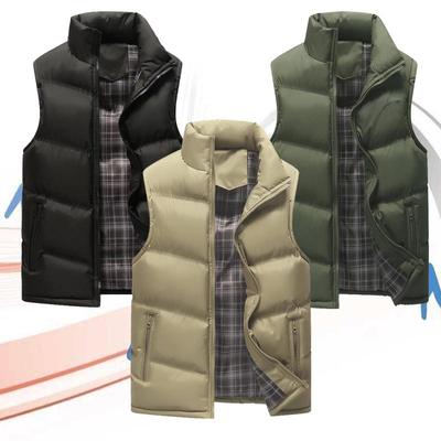 Fashion Men' Sleeveless Vest Jackets Winter Casual Male Cotton-Padded Vest Coats Men Stand Collar Warm Waistcoats Clothing 4XL