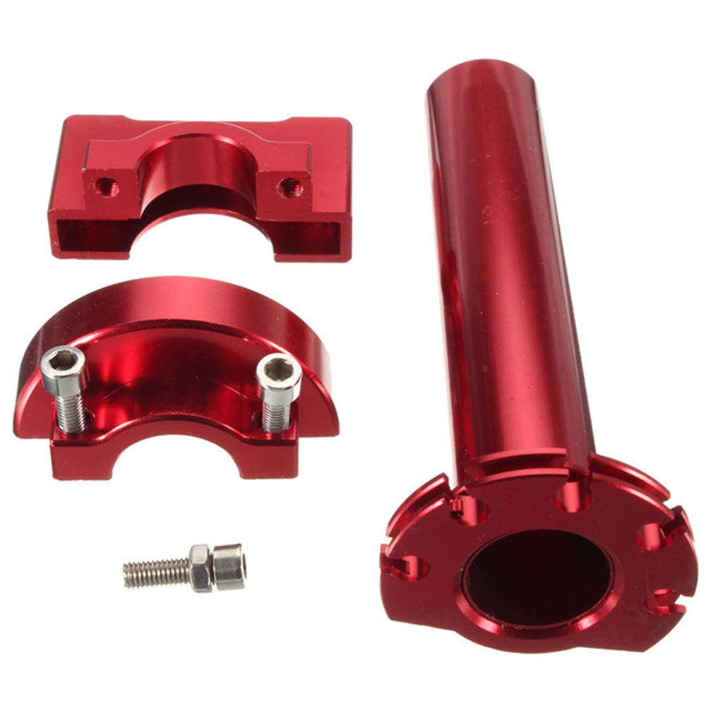 HANSWD Motorcycle CNC Aluminum 22mm Throttle Grip High Performance Twist Throttle Grip Cable Scooter Bike Pedal (Red)