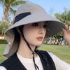 Solid Color Sunshade Shawl Cap Wide-Brimmed Anti-UV Cap Mask Picking Tea Hat  Sport