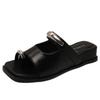 New Low-heeled Women's Shoes Wedge Heels One-shoulder Slippers and Sandals