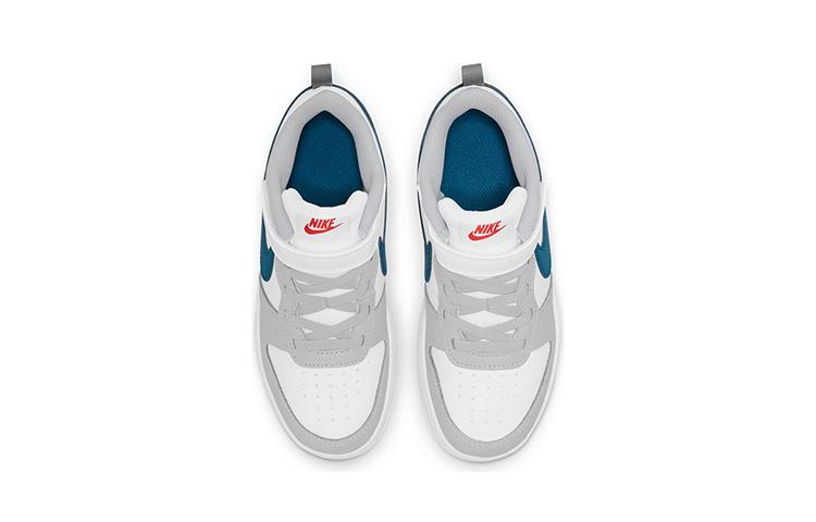 Nike Court Borough 2 Low Top Skateboard Shoes White Gray Blue Kids' BQ5451-117