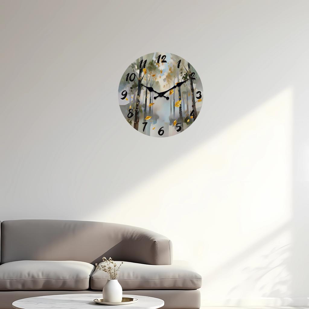 High-Quality Autumn High-Quality Leaves High-Quality Wooden High-Quality Wall High-Quality Clock, 10-16Inch High-Quality Silent High-Quality Wall