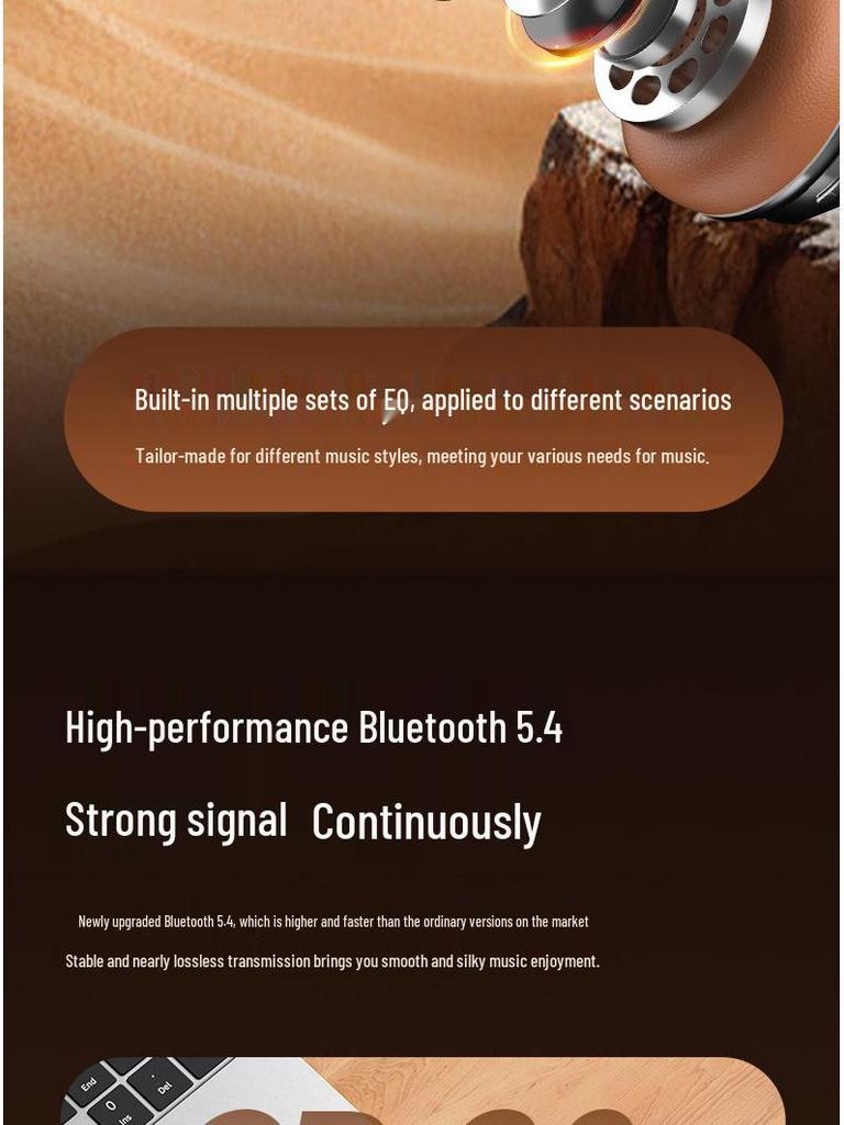 CR-20 Retro Bluetooth 5.4 Over-Ear Headphones - Myllard Metal Design with Super Long Battery Life