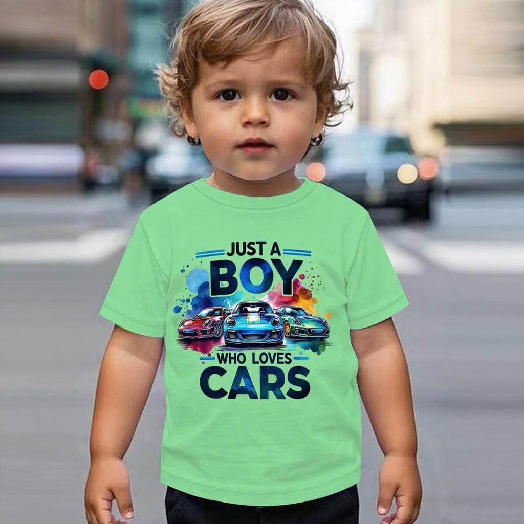 Summer Round Neck Vehicle Themed 3D Printed Top Fashionable Casual Short Sleeved Children's Boy T-shirts
