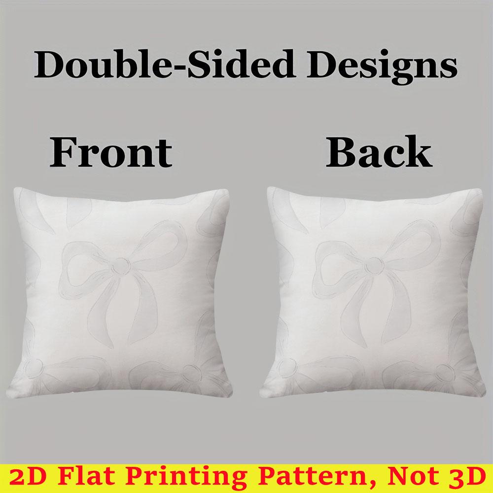 White Bow square Jacquard Pillow Cover for Sofa Office Waist Cushion Cover Home Decorative Pillowcase