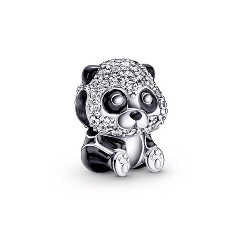 925 Silver Plated Cute Animal Charm Beads DIY Necklace Bracelet Gift Enamel Dog Panda Penguin Fashion Jewelry