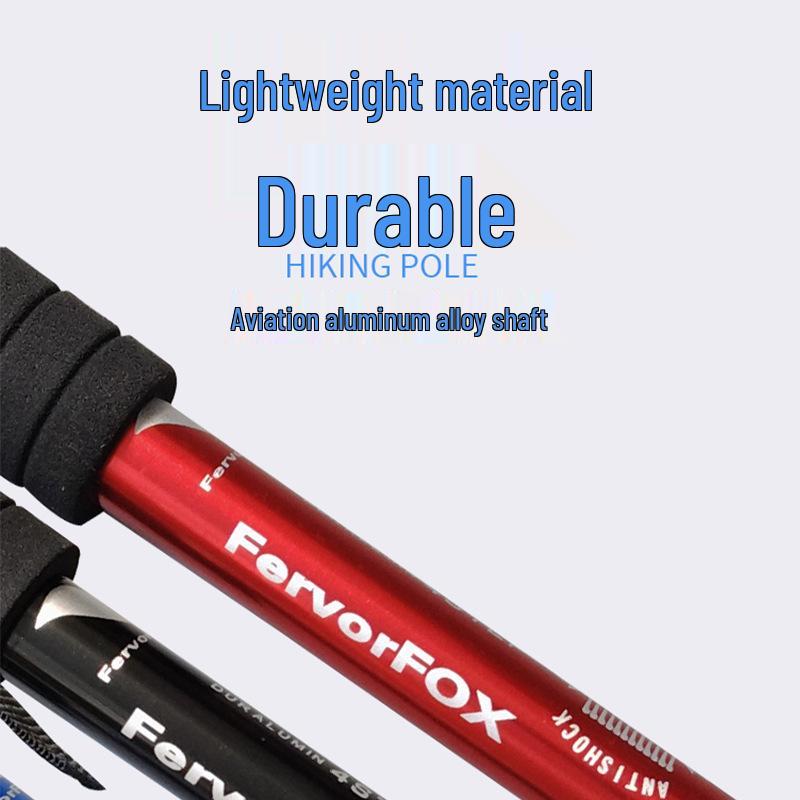 Telescopic Aluminum Trekking Pole with Anti-Slip Handle - Four-Section Portable for Men and Women