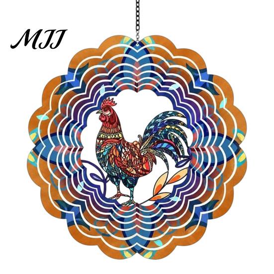 Easy Install Hanging Ornament Outdoor Owl/Hummingbird/Flower/Tree of Life/Rooster Wind Spinners, Reflective Spinners Garden Decor, Bird Deterrents for