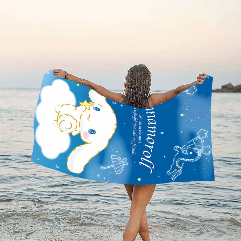 1pc Sanrio Cinnamoroll3 Beach Towel, Beach and Seaside Swimming Pool Equipment, Fashion Pattern, Rectangular, Travel Essentials