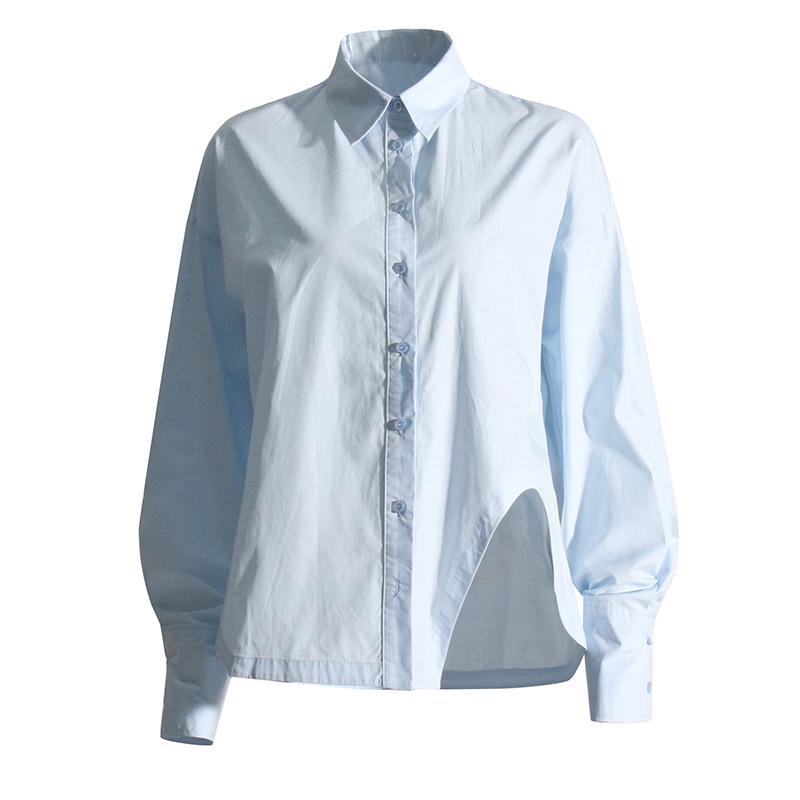 2025 Spring Commuter Style Women's Loose Irregular Solid Color Straight Shirt