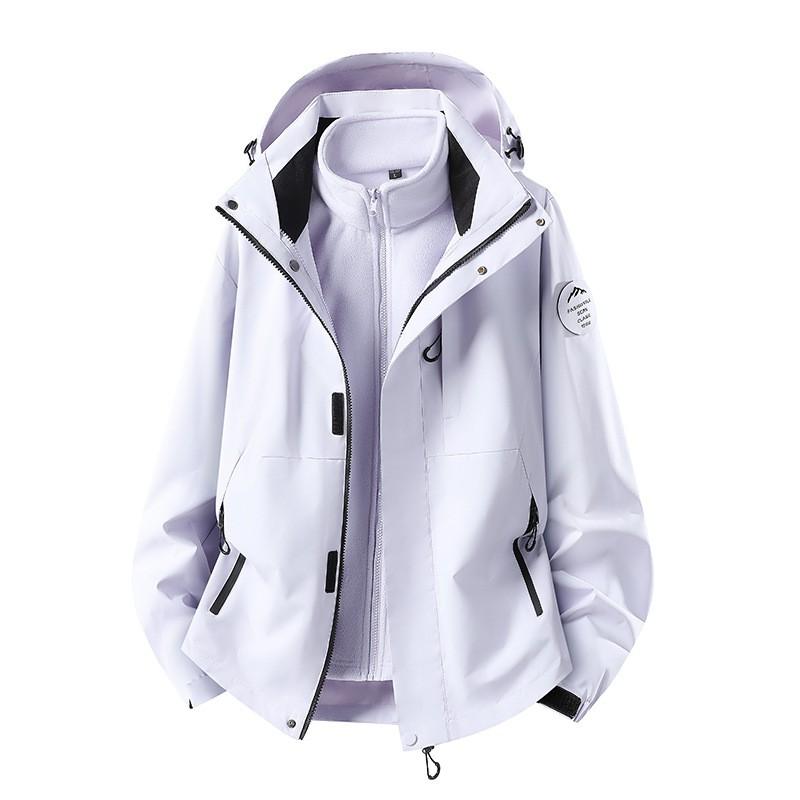 Men Women 3-in-1 Waterproof Windproof Hiking Jacket With Removable Down Liner Outdoor Trekking Camping Winter