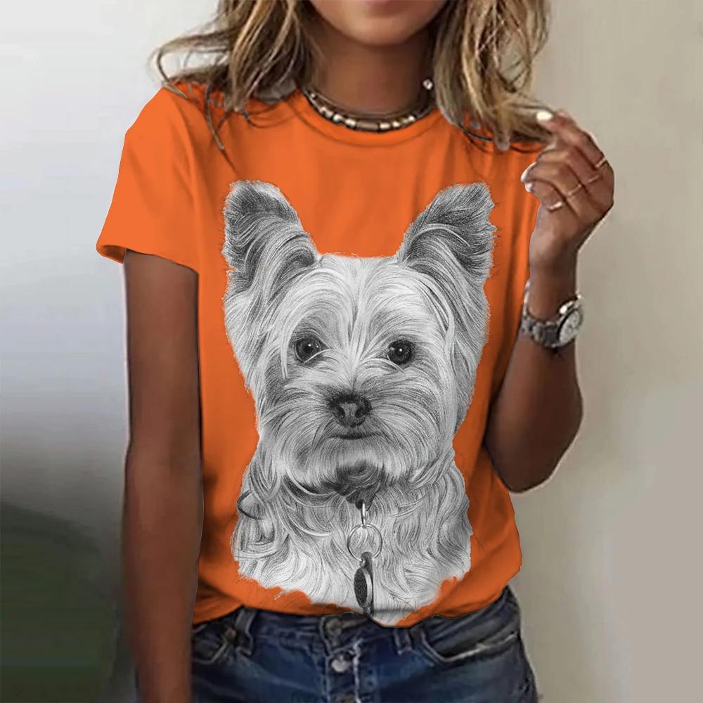 Summer Round Neck 3D Cartoon Animals Print Top Fashionable Casual Short Sleeved Women's T-shirts