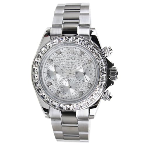 

VALENTINO DOMANI Men s Watch with Zirconia, Silver Face, and Zirconia Bezel (VD006SS)