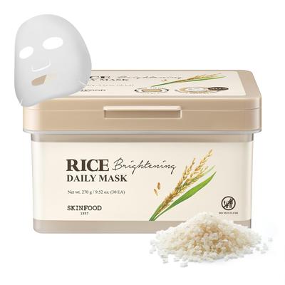 SKINFOOD Rozjasňující rýžová denní fáze Korejská pleťová maska v plátýnku pro každodenní péči, velké balení, balení, balení, maska,