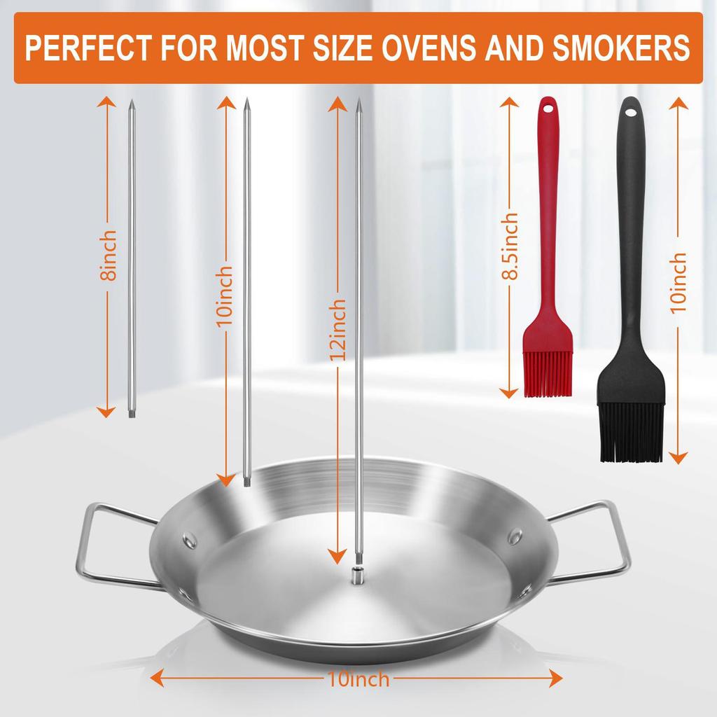 Stainless Steel Vertical BBQ Pot Set: 3 Removable Brackets, Gloves, Oil Bottle, Brush & Hooks