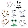 Cat/Mouse/Dog/Cow/Leopard/Frog/Tigeres Costume Set Ears Headband Tail Bow Kid Halloween Christmas Animal Cosplay Props