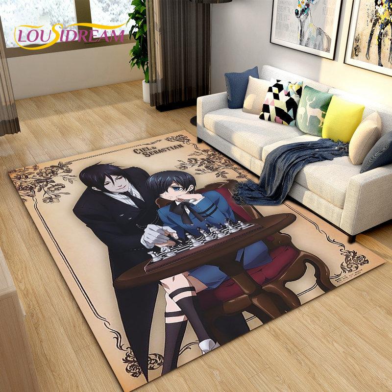 Black Butler Anime Cartoon Area Rug,Carpet Rug for Living Room Bedroom Sofa Doormat Decoration, Kids Play Non-slip Floor Mat