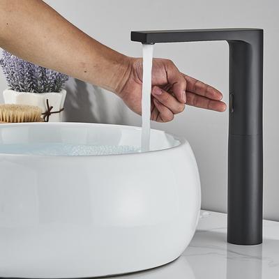 Luxury Matte Black Sensor Bathroom Faucet Cold and Hot Deck Mounted Tap Short and Tall Sink Mixer