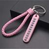 Hand Woven Leather Strap Phone Number Keychain Car Key Clip  Car Key Holder Lanyard Keyring
