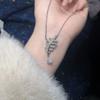 Temperament O-Chain Leaf Rhinestone Necklace Stud Earrings Design Inlaid With Diamond Collarbone Chain Pendant