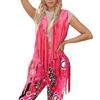 Bold Color Hippie Costume 5 Piece Set Fashion Hair Decoration Fringe Vest Pants Bandana For 1970s Themed Celebrations