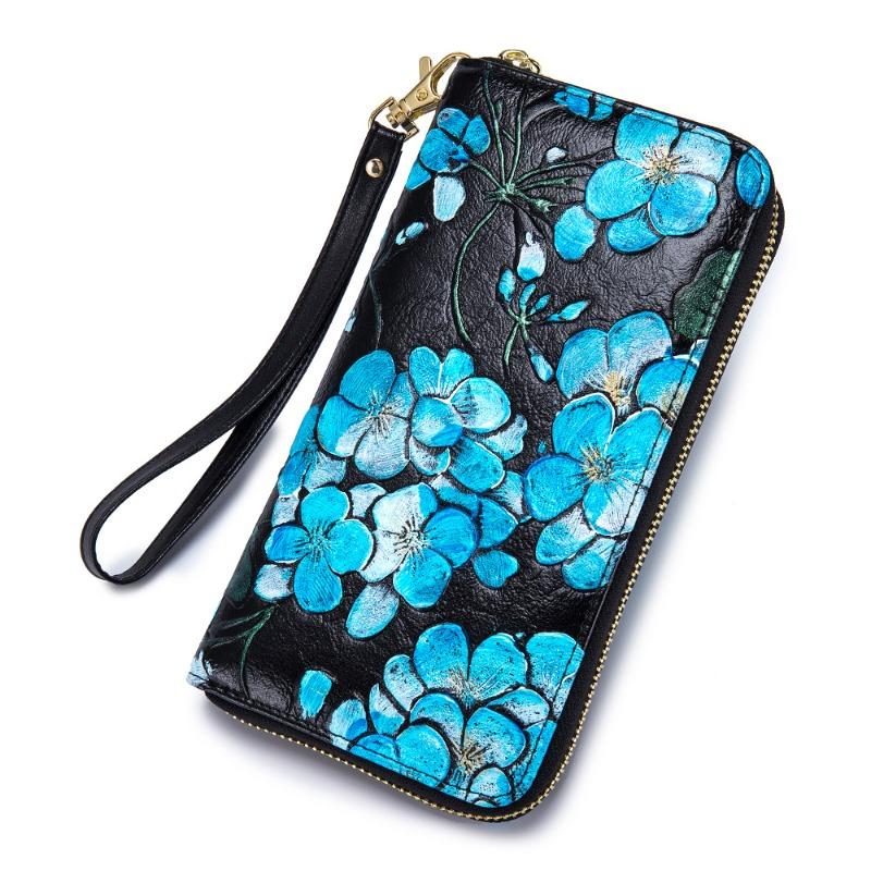 

Wallet women s long leather zipper wallet RFID fashion personality cowhide foreign trade European and American clutch bag